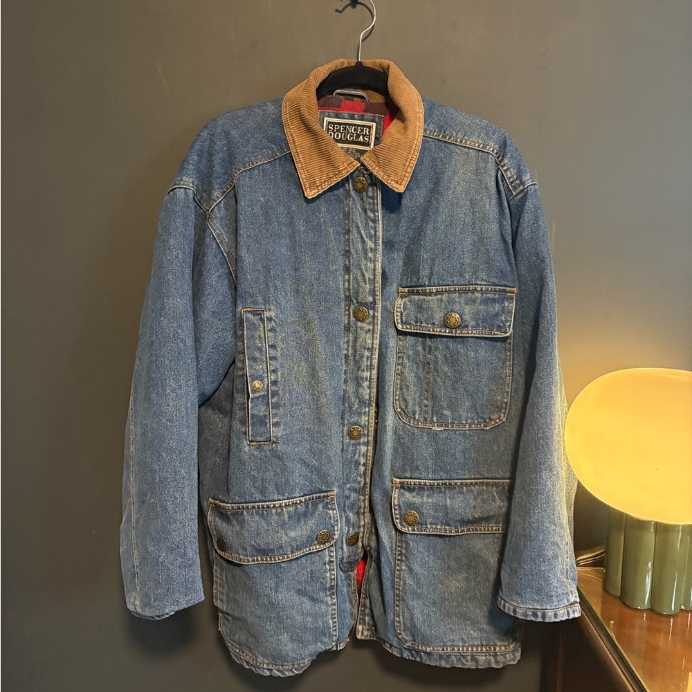 Vintage Denim Jacket with Corduroy Collar